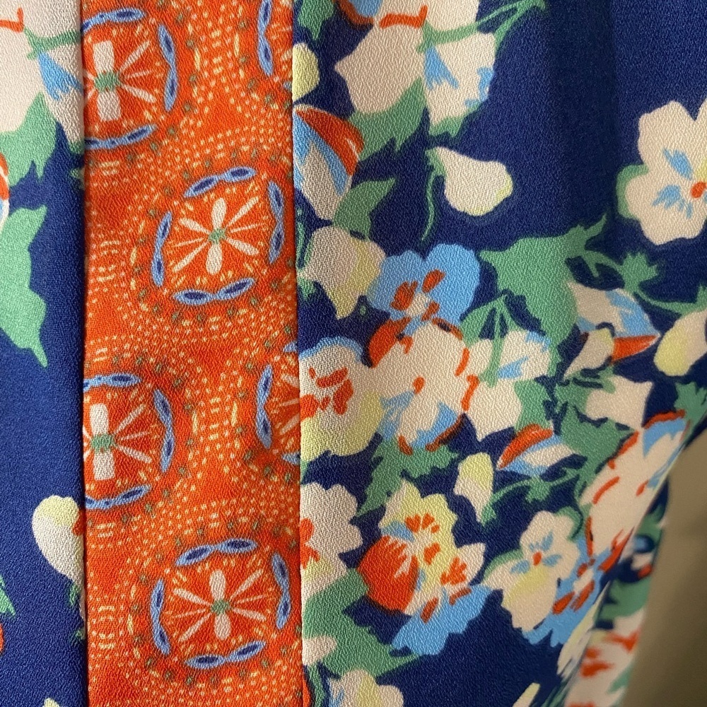 Floral Flowy Romantic Patchwork Sleeveless Day to Night Navy Orange Medium - Picture 4 of 9